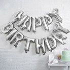 Bokstavsballonger - Happy Birthday, Silver