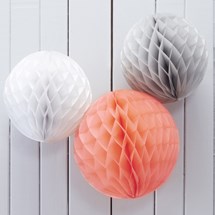Honeycombs - Korall, grå, vit (3-pack)