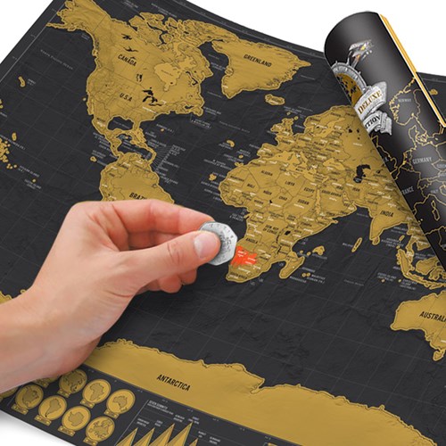 Världskarta - Scratch Map Deluxe, A3-storlek