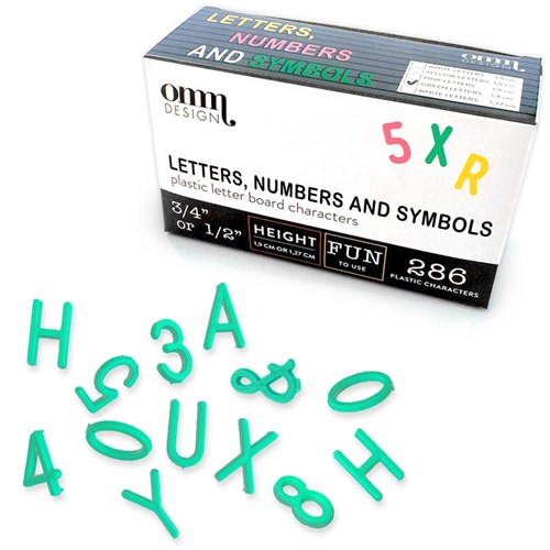 Bokstäver till bokstavstavla, Endast bokstäver, gröna - 1,9 cm