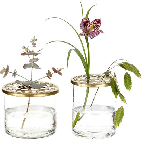 Vaser med blomhållare (2-pack)