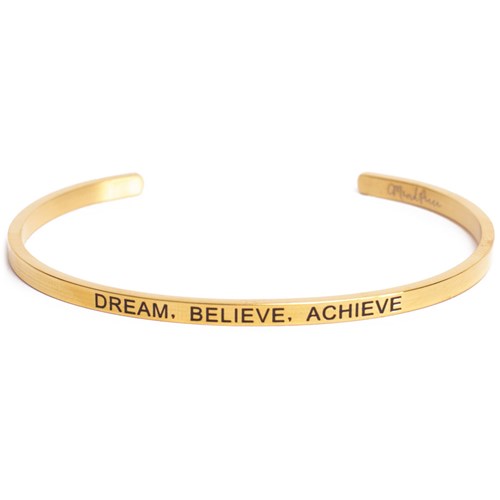 Armband med budskap - Cuff, Guld, Dream Believe Achieve