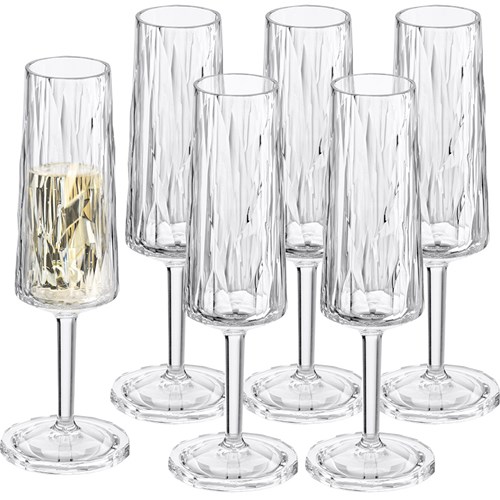 Okrossbart champagneglas i plast - Koziol, 6-pack