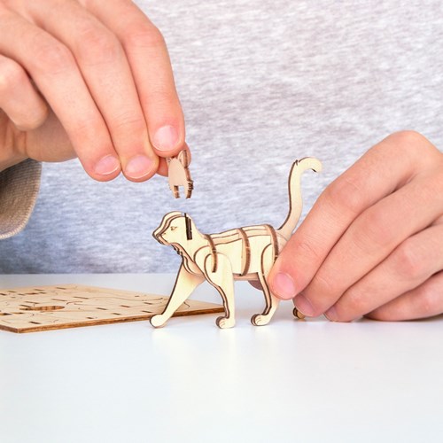 Mini 3D-pussel i trä - Katt, Katt