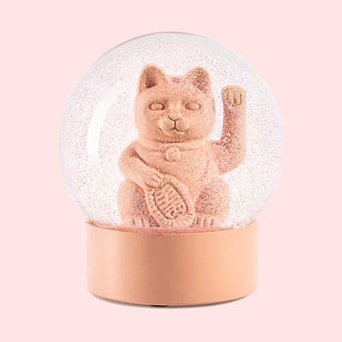 Lucky Globe - Glitterglob med lyckokatt, aprikos