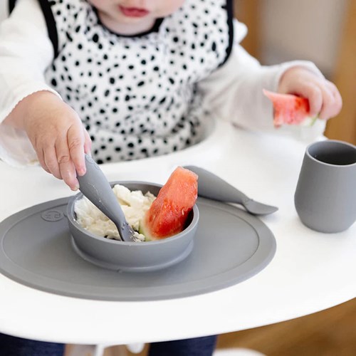 First Food Set - Barnservis i silikon, grå, Grå