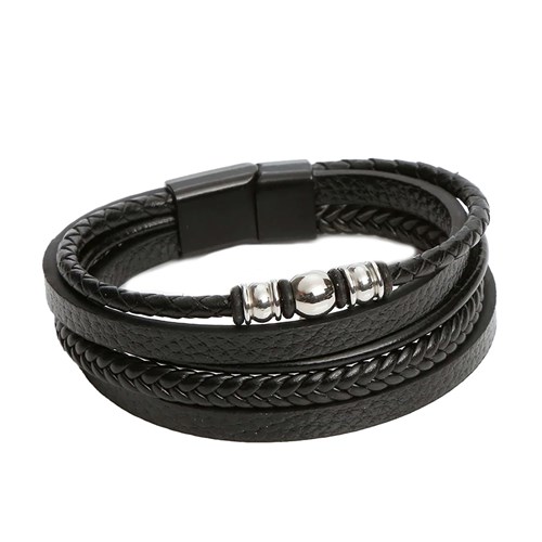 58:DAYS - Läderarmband, multilayer, Svart